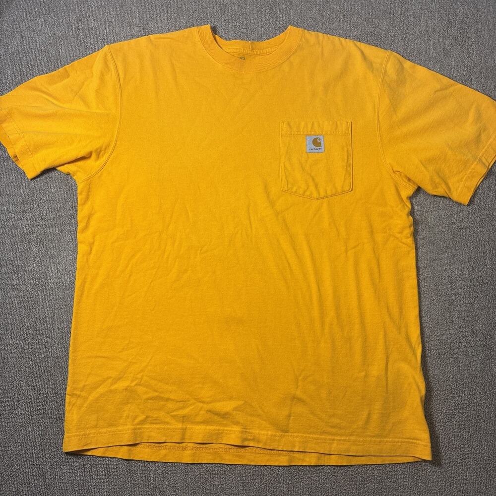 Carhartt T-shirt Classic Pocket Yellow Medium Minimal Wear 22.5x28